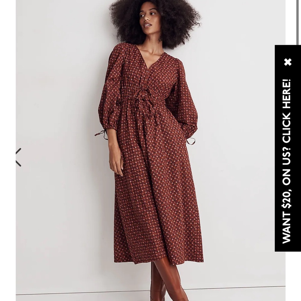 Madewell Sophia Tie-front Midi Dress in Teaberry Floral